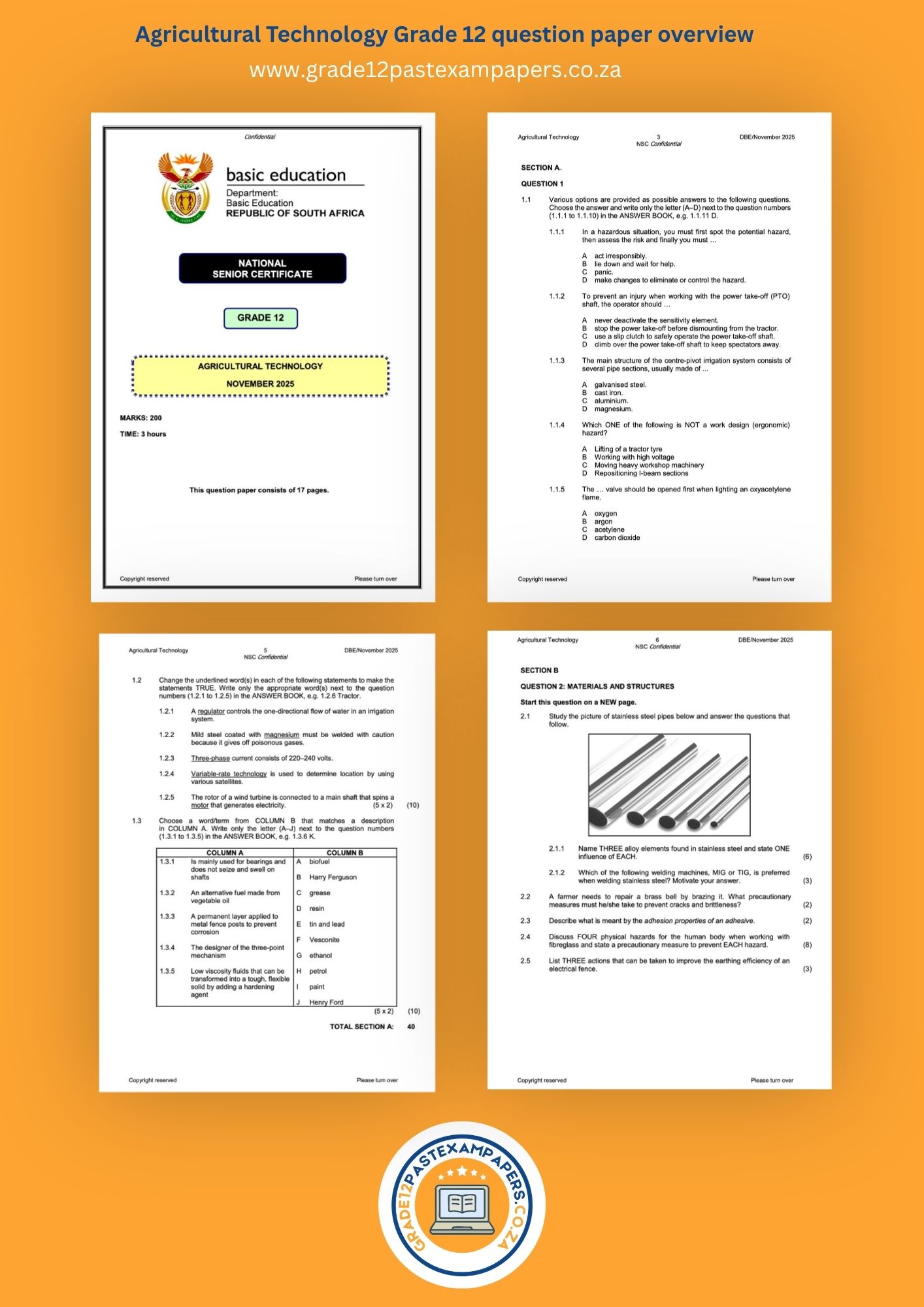 Agricultural Technology Grade 12 question paper overview